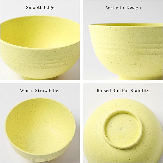 PYRMONT Small Bowls 10 OZ,Wheat Straw Ice Cream Bowls Set of 6,Unbreakable Snack Bowl for Kids,Dessert Bowl for Kitchen and Picnic,Freezer & Dishwasher Safe Bowls Set for Cereal,Fruit,Appetizer