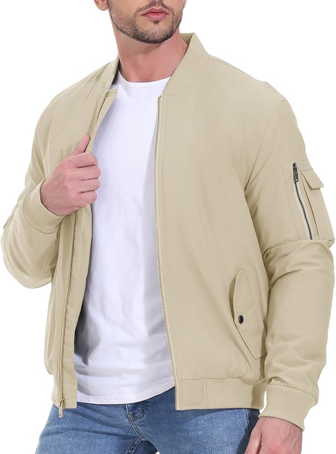 Gopune Men's Windproof Bomber Jacket Warm Water Resistant Windbreaker Winter Outwear Quilted Jackets Coats