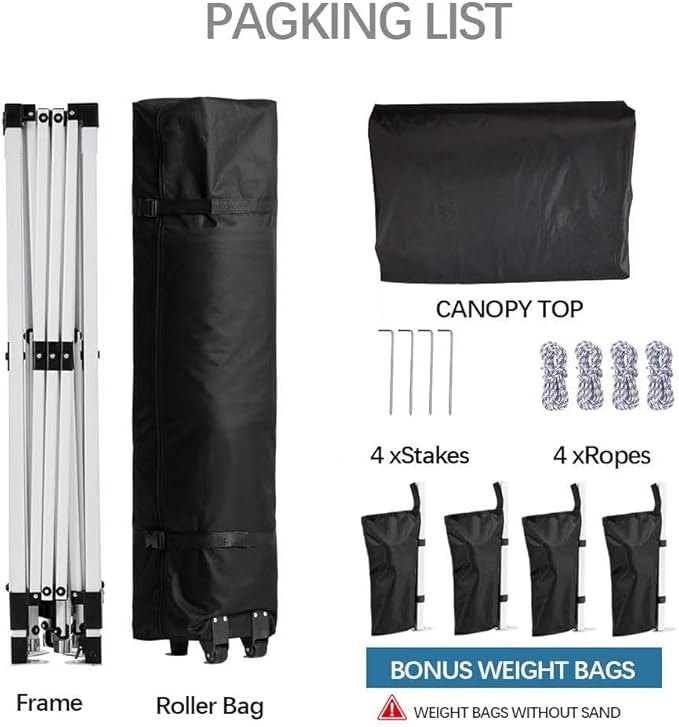 10x10 Pop Up Canopy,Event Tent – One-Person Setup, Waterproof & UV-Blocking, Heavy-Duty Steel Frame, Wheeled Bag & Sandbags – Outdoor Shade for Beach, Camping, Backyard, Tailgate (Black)