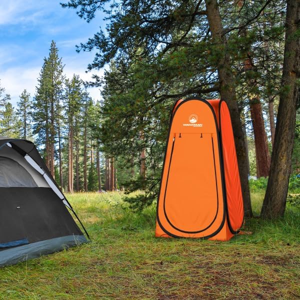 Pop Up Pod - Privacy Shower Tent, Dressing Room, or Portable Toilet Stall with Carry Bag for Camping, Beach, or Tailgate by Wakeman Outdoors (Orange)
