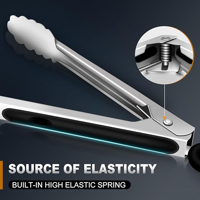 Kitchen Tongs - 12 inch Heavy Duty Food Tongs, Ergonomic Grip,Superior Stainless Steel and Non-Slip Heat Resistant handle - Perfect for Cooking, Salad, Grilling, Barbecue,Dishwasher safe