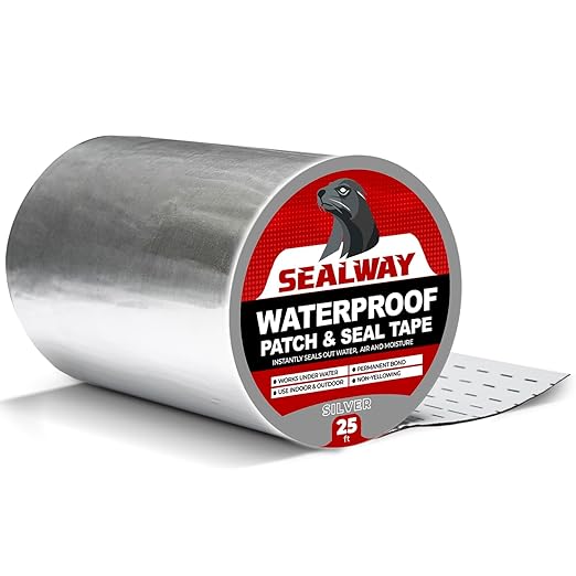 Silver RV Roof Sealant Tape, 8" x 25' Waterproof Repair Seal Tape – Extra Thick, UV-Resistant, Weatherproof Patch for Permanent Leak Sealing on RVs, Trailers, and Mobile Homes