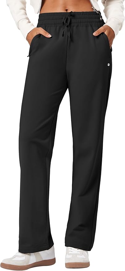 Willit Women's Fleece Lined Pants with Zipper Pockets Winter Thermal Warm Hiking Straight Leg Pants 27"/29"/31"