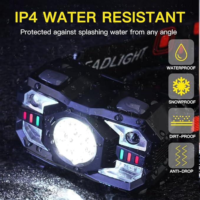 KunHe 10 Pack Headlamp Flashlight Head Lamps led Rechargeable Headlight Motion Sensor Head Lamp 10 Mode for Outdoor Camping Gear Hiking Fishing Running Cycling Headlight Emergency Lights for Home