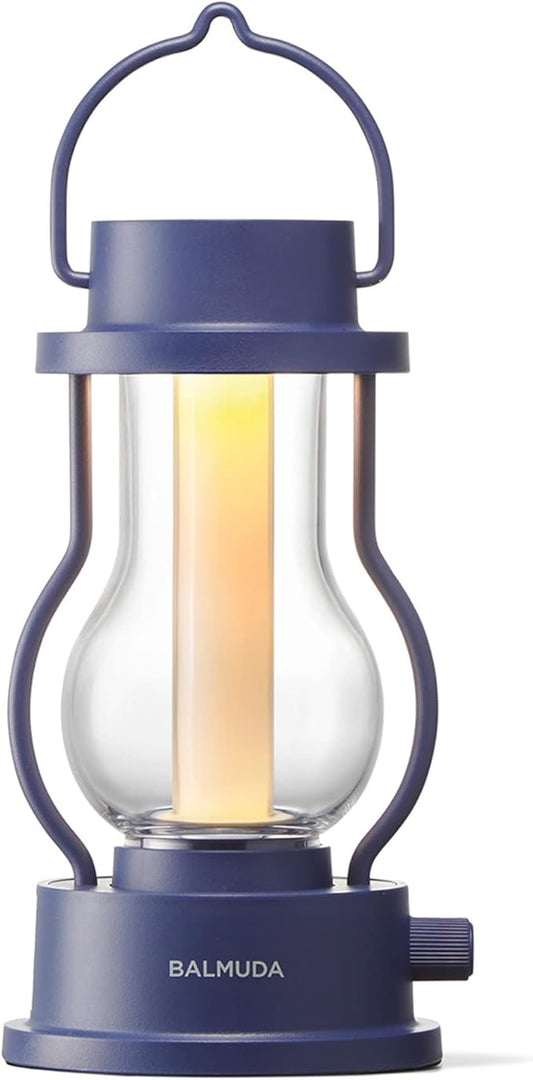 BALMUDA The Lantern | Rechargeable LED Lantern | 3 Light Modes: Candle, Amber, & Warm White | Battery Operated | Lightweight | Water-Resistant | US Version | Navy