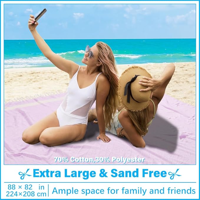Oversized Turkish Beach Towel Blanket XXL Cotton Sandproof Towels Boho Woven Extra Large Big Sand Free Giant Throw Blankets Huge Quilt XL Picnic Camping Necessities Cloud for Adult Gifts