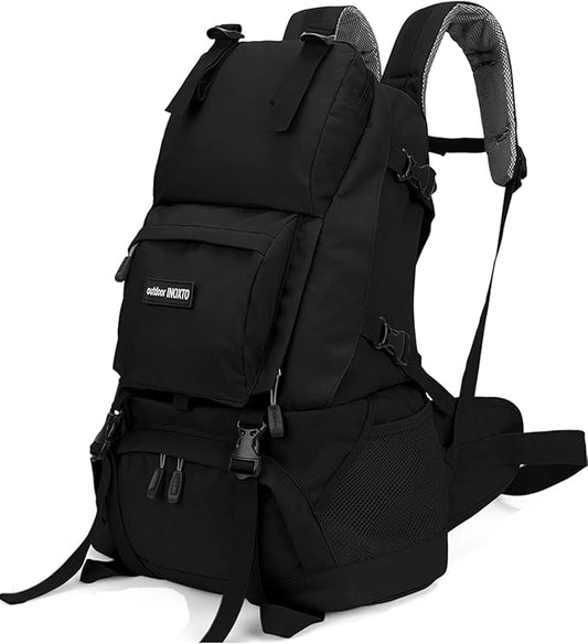 INOXTO 35L/40L Hiking Backpack, Camping Backpack with Waterproof Rain Cover for Men, Outdoor Sport Travel Daypack for Climbing (Black)