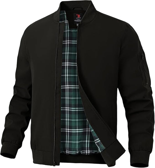 TBMPOY Men's Bomber Jackets Lightweight Light Windbreaker Casual Business Dress Stylish Fall Spring Golf Work