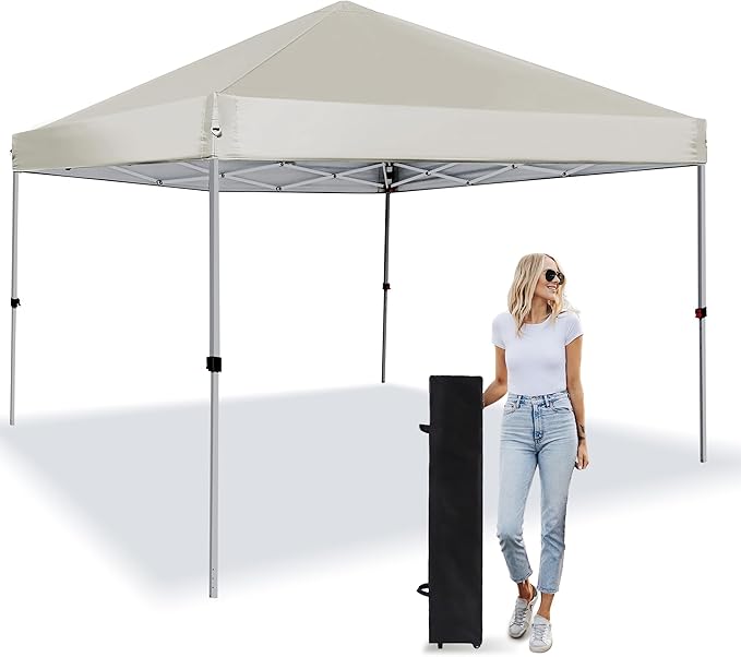 Pop Up Canopy Tent 8X8 FT,Easy Set-up Sade,Instant Shelter w/Canopy Cover,4 Ropes,Adjustable Straight Leg Heights Canopies,Outdoor Patio Tents for Parties,Commercial,White