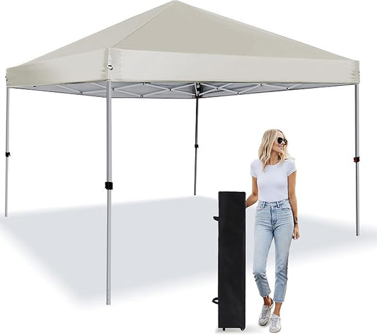Pop Up Canopy Tent 8X8 FT,Easy Set-up Sade,Instant Shelter w/Canopy Cover,4 Ropes,Adjustable Straight Leg Heights Canopies,Outdoor Patio Tents for Parties,Commercial,White