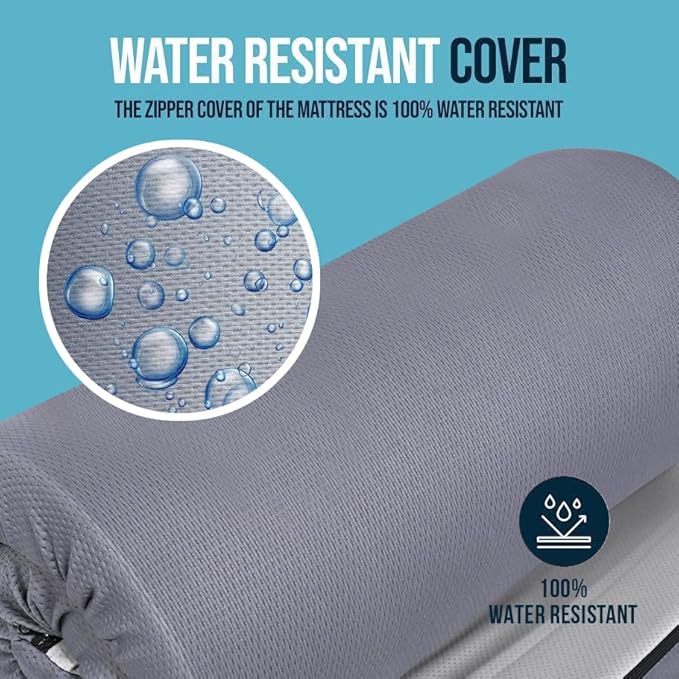 Foamma 4" x 38" x 80" Memory Foam Roll-Up Camping Mattress with Water Resistant Zipper Cover, Foldable and Portable for Camping, RV Bunk, Tent, Guest Bed, Outdoor and Dorm, CertiPUR-US Certified Foam
