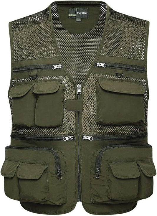 Lentta Men's Fishing Vest Summer Outdoor Lightweight Work Photo Vest 16 Pockets