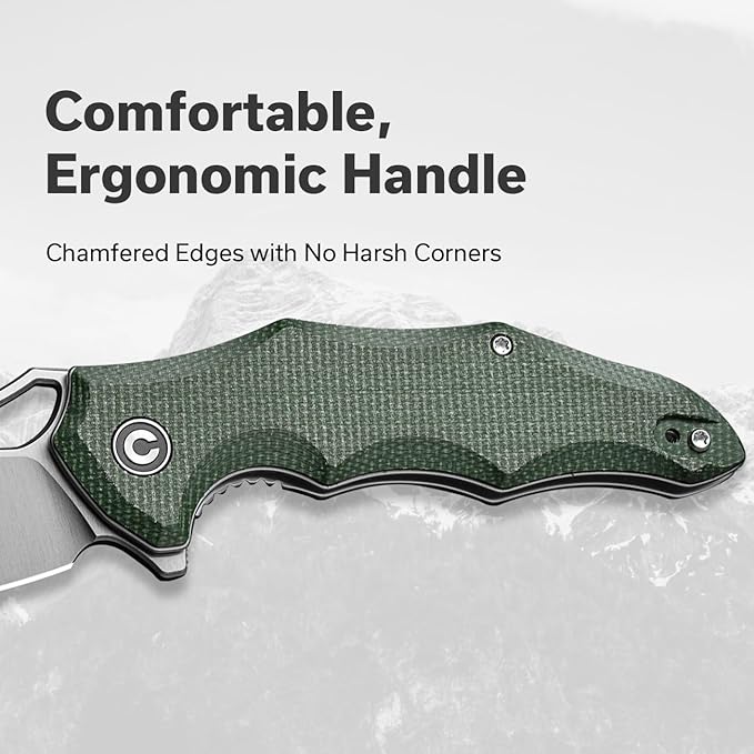CIVIVI Chiro Cool Pocket Knife for EDC, Folding Knife with Flipper 3.1" 14C28N Blade Canvas Micarta Handle, Utility Knife for Men Women C23046-2