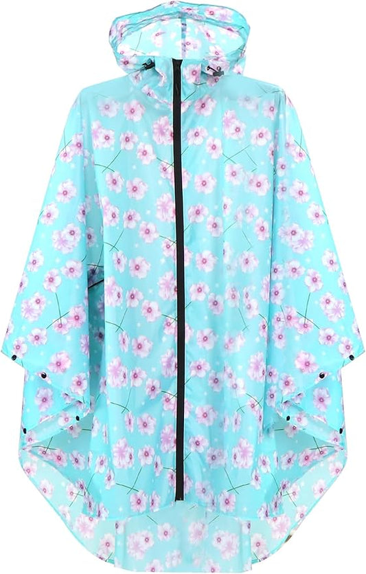 ANYOO Waterproof Rain Poncho Lightweight Reusable Hiking Hooded Coat Jacket for Outdoor Activities