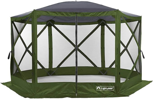 Lightspeed Outdoors Pop-Up 6-Sided Screen Shelter, Camping Gazebo, Green