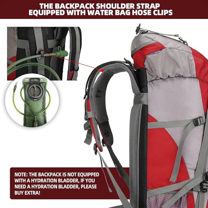 70L Hiking Backpack with Rain Cover Lightweight Travel Backpack Waterproof Camping Backpack