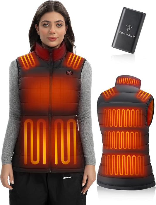 Women Heated Vest with Battery Pack Included, 15-Zones Electric Heating Vests Lightweight 7.4V for Outdoor Hiking