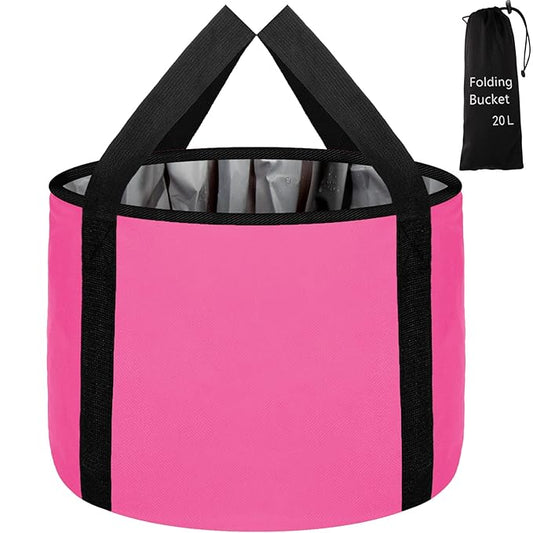 Foot Bath Basin 20L Collapsible Bucket, Portable Foot Soak Tub Feet Soaking Bucket for Outdoor Travel, Camping, Fishing(Pink)