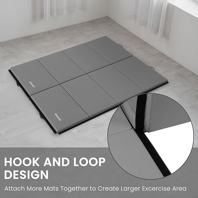 Folding Exercise Gymnastics Mat 10'x4'x2" Gym Workout Mat with Carrying Handles High-Density Anti-Tear Portable Fitness Aerobics Mats for Home Gym Yoga Pilates Tumbling MMA Core Training, Multiple Colors