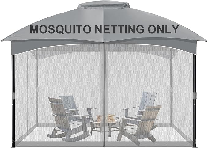 COWVIE Gazebo Replacement Netting Screen, 12' x 14' Universal Gazebo 4-Panel Mosquito Sidewalls with Double Zippers for Outdoor Patio (Only Netting)