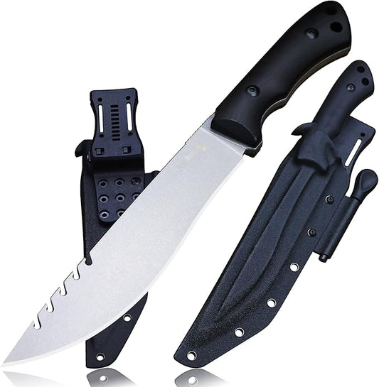 13.4-inch DC53 steel full tang hunting knife + K sheath. Suitable for camping, hiking, hunting and as daily carry equipment for handicrafts. (10 - Tactical Style A)