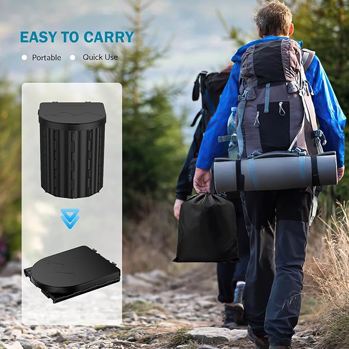 Portable Toilet, Upgraded 15'' toilet With Removable Paper Holder, Camping Toilet With A Load Capacity Of 450 Lbs, Portable Potty for Camping, Hiking, Road Trip, Car, RV, Tent, Beach, Truck Drivers