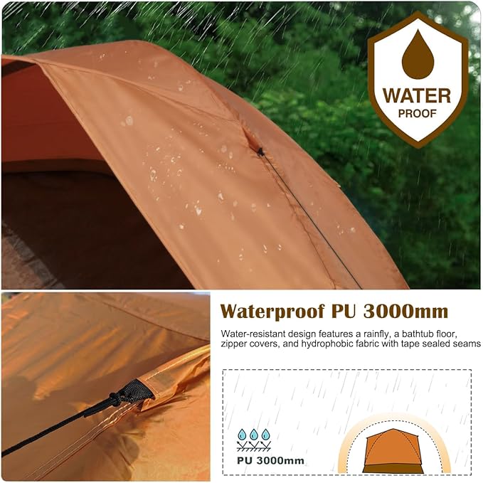 6-Person SUV Tent Attachment for Camping with 4 Full Meshed Door,Water Resistant Car Camping Tent with Rainfly and Carry Bag, Fits CUV's, SUV's, and Minivans, 10ft*10ft*6.9ft