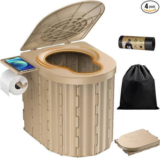 Portable Toilet, Upgraded 15'' toilet With Removable Paper Holder, Camping Toilet With A Load Capacity Of 450 Lbs, Portable Potty for Camping, Hiking, Road Trip, Car, RV, Tent, Beach, Truck Drivers