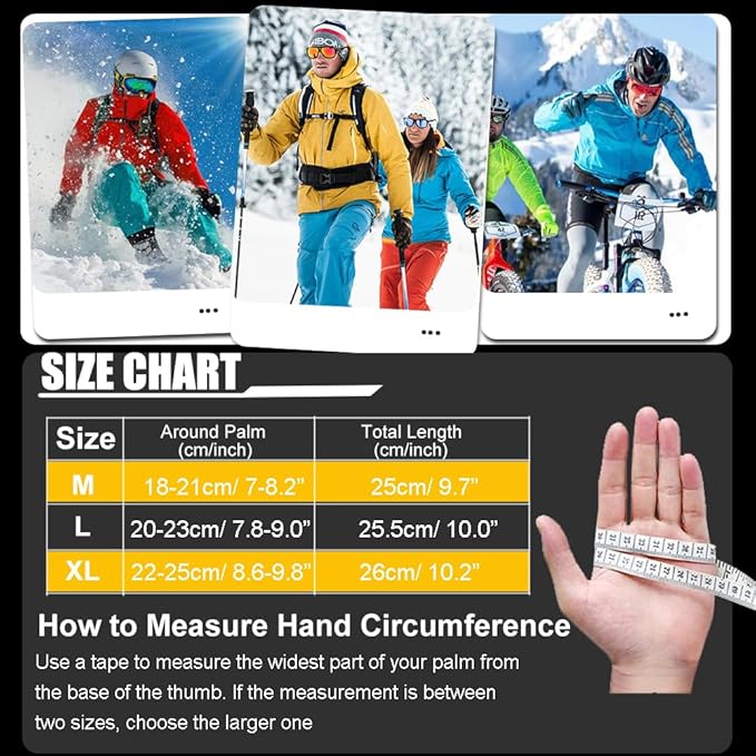 Winter Gloves for Men Women - Waterproof, Touchscreen, Thermal Snow Gloves for Running, Cycling, Driving