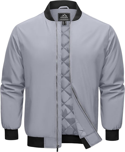 Cotrasen Men's Bomber Jacket Full Zip Windbreaker Warm Winter Windproof Casual Outwear Padded Lined Coats