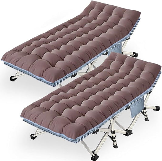 XXL Camping Cots Extra Width Camping Bed with Comfortable Mat 2 Pack Oversize Sleeping Cots for Adults Cots with Carry Bag for Adults Portable Folding Cot Nap Office Vacation Indoor Easy to Set Up