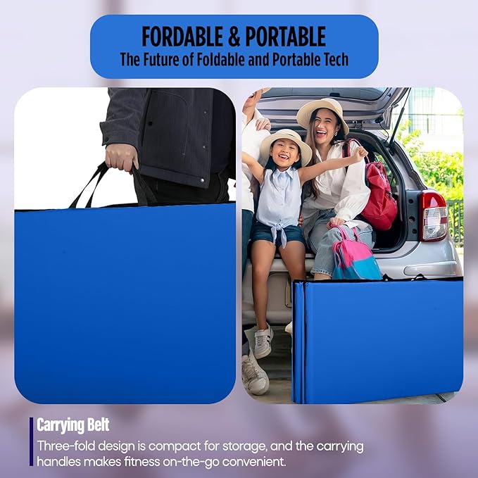 Gymnastics Mats Foldable Tumbling Mats Portable Gymnastics Exercise Mat 2'x6'/2.5'x6.4'/4'x6'/4'x8'/4'x10'/ Gymnastics Tumbling Mats Pad Home Exercise Panel Mat With Carrying Handles
