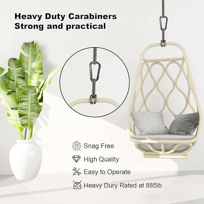 Carabiner Clip,855lbs，3" Heavy Duty D Ring Caribeener Clips,Carabiner Keychain Caribeaners for Hammocks,Camping,Hiking,Outdoors,Gym,Small Carabiners for Dog Leash,Harness,Key Ring, Black