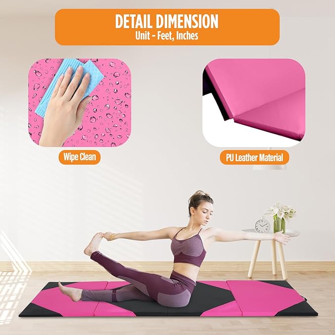 Gymnastics Mats Foldable Tumbling Mats Portable Gymnastics Exercise Mat 2'x6'/2.5'x6.4'/4'x6'/4'x8'/4'x10'/ Gymnastics Tumbling Mats Pad Home Exercise Panel Mat With Carrying Handles