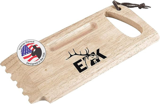 ELK Bristle-Free Grill Scraper - Natural Rubberwood BBQ Cleaning Tool for Grates - Ergonomic Handle, Multipurpose Grill Accessory - Ideal Gift for Outdoor BBQ Enthusiasts