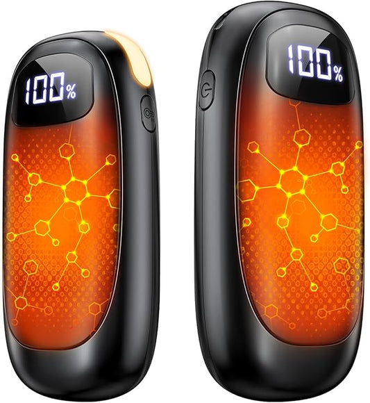 Hand Warmers Rechargeable 2 Pack - Electric Dual-Sided Heating Hand Warmers Max 131℉, 20Hrs Battery Operated Pocket Heater for Raynauds, Golf, Camping, Hunting Essentials, Gifts for Men Women