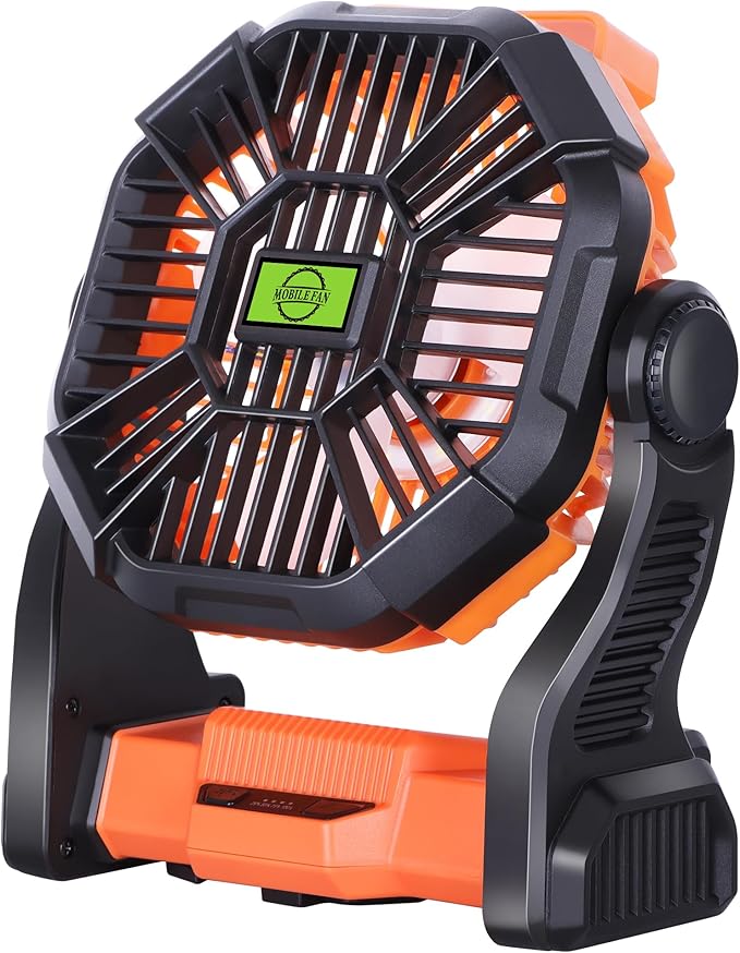 Portable Fan Battery Powered Fan Rechargeable,270°Pivot Battery Operated Camping Fans with LED Light & Hook,USB Personal Rechargeable Outdoor Camping for Tent, Travel