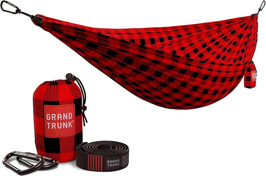 Grand Trunk Double Deluxe Parachute Nylon Hammock - 500lb Capacity Camping Hammock, 10.5x6.5ft, Lightweight & Durable (Heritage)