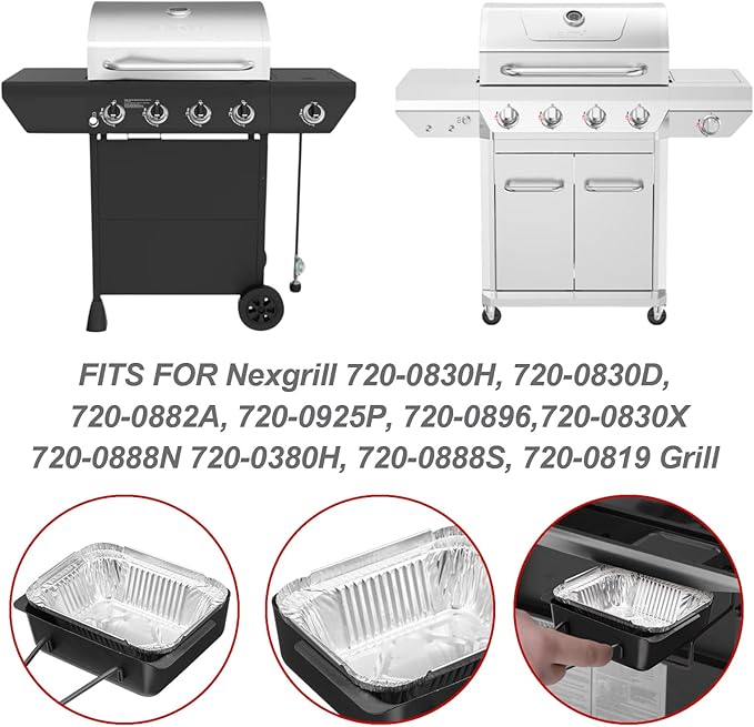 Grill Drip Pan for Nexgrill 720-0830H, Grease Catcher Cup for Nexgrill 720-0830X 720-0830H 720-0888 720-0888S 720-0896B 720-0896 CGG-7400,Nexgrill Grease Drip Tray with 15-Pack Disposable Foil Liners