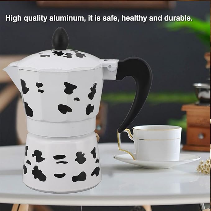 Coffee Pot,Coffee Pot Household Hand Pour Kettle Concentrated Milk Cow Color with Italy Aluminium for Kettle Boil for Home Cafe Outdoor Activities Camping Travel (3 Cups 150ML)