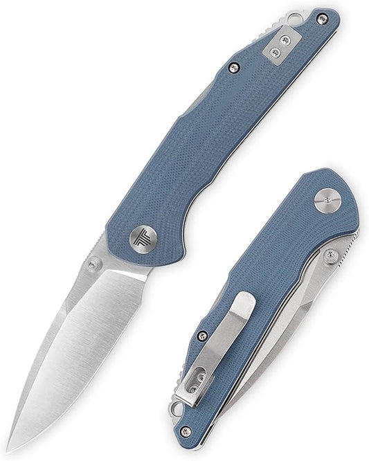 Pocket Knife for Men,EDC Folding Knife with Reversible Clip,3.3in 14C28N Blade, Thumb Studs & Lockback Outdoor Knives, Camping Tool,Arae-03G（Satin）