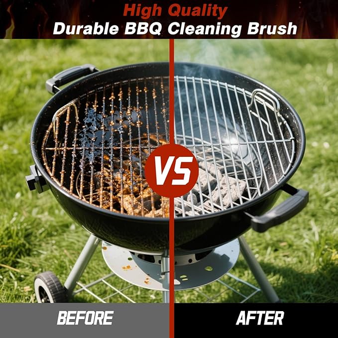 Professional Grill Brush and Scraper Kit - Heavy Duty BBQ Grill Brush with Stainless Steel Scrubber, Outdoor Grill Cleaning Brush Tools for Home, Restaurant & Commercial Use