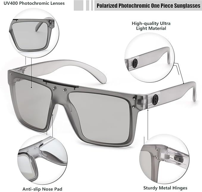 FEISEDY Men Sunglasses Polarized Oversized Square Flat Top Cycling Running Fishing Golf Hiking Sports B2990