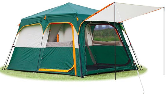 KTT Instant Tent 6 Person(B),Large Family Cabin Tents,Automatic Tent Build Quickly in 60S,2 Rooms,2 Top Windows,3 Doors and 3 Windows with Mesh,Waterproof,Big Tents for Outdoor,Picnic,Camping.