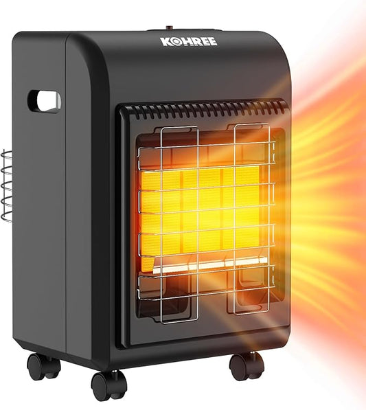 Kohree Propane Heater, 18,000 BTU Portable LP Gas Heater with ODS & Tip-over Protection, Gas Regulator & Hose, Outdoor Propane Tank Heater for Patio, Garage, Camping, Heating Up to 450 Sq. Ft (Black)