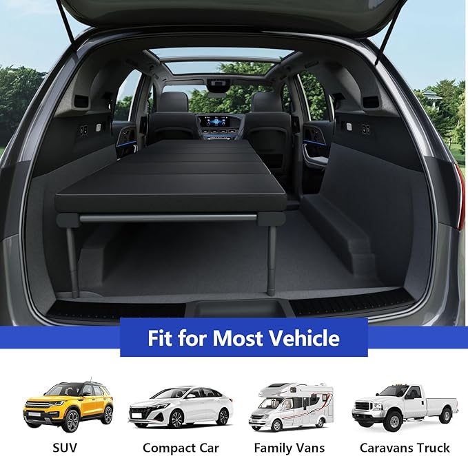 Folding Camping Cot for Adults,Heavy Duty Outdoor Bed with Adjustable Leg and Length 600D Oxford 400lbs Max, SUV Sleeping Platform for Traveling Black (High Legs-Complete)