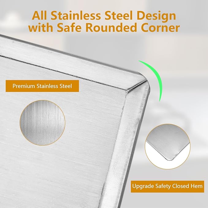 3 Sided Oil Splatter Guard, Upgrade Stainless Steel Anti Splatter Shield for Stove Top Cooktop, Foldable Grease Splatter Screen Oil Barrier, 15.7" x 11.8" (H)