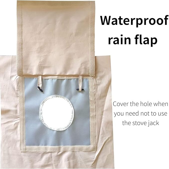 DANCHEL OUTDOOR Stove Jack Kit with Rain Flap Cover for Dia. 4''/5.85'', Fire Resistant Wood Stove Hole for Canvas Tent Hot Tent Chimney, Side Wall A/C 4 Season