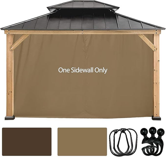Coastshade Gazebo Pergola Canopy Panel Sidewalls Replacement 10ft Gazebo Pergola Privacy Panels Sidewall for Gazebos with 12Curtain Rings &12Rail Hooks, Khaki