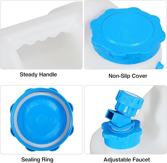 REDCAMP 5 Gallon/18.5L Portable Water Container with Spigot - Camping & Emergency Water Storage for Car, Hiking, Hurricane Supplies, 2 Pack